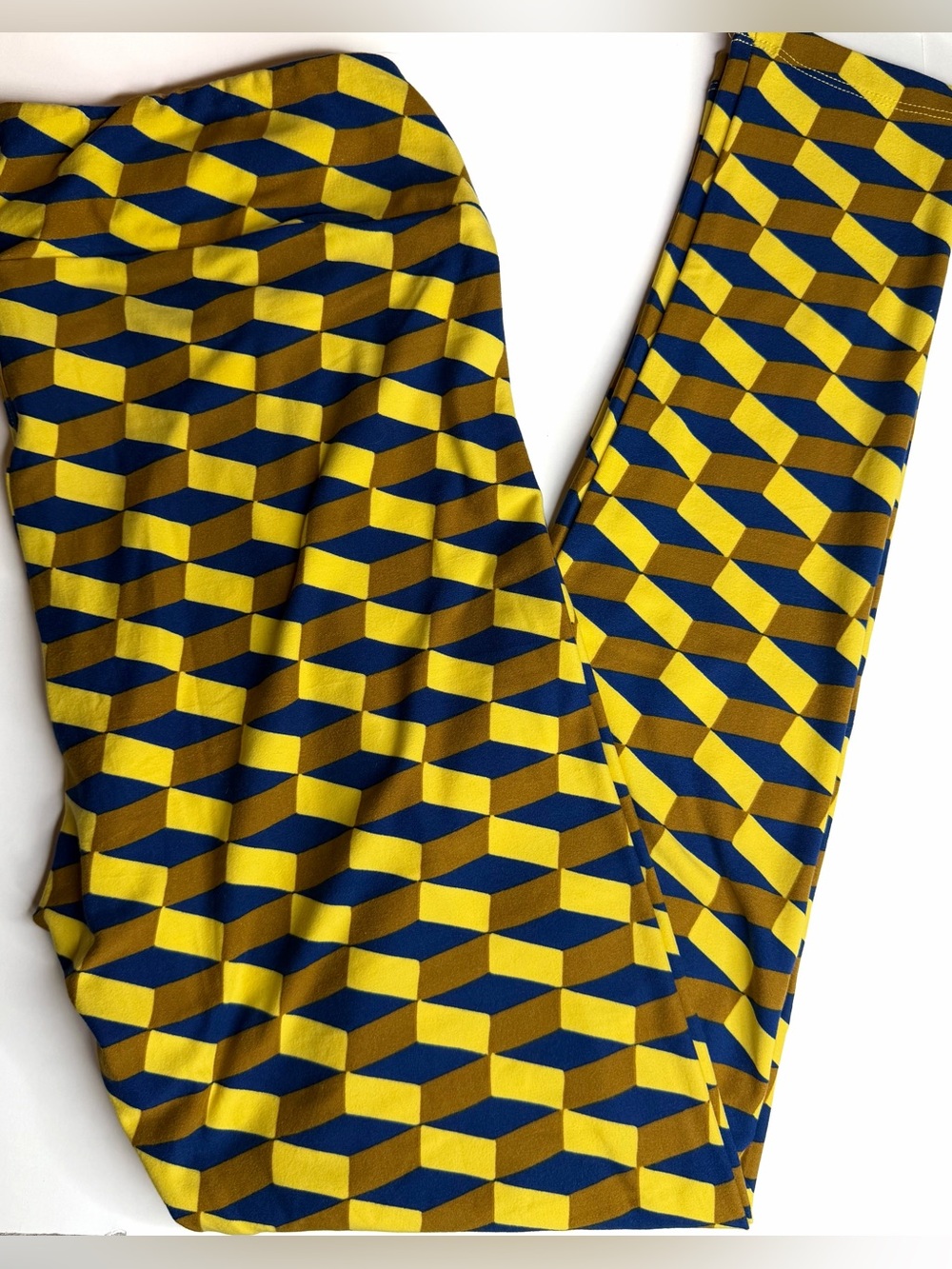 LULAROE Tall & Curvy TC Leggings Plus Size Yellow Print